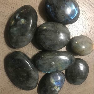 Labradolite palm stones blue flash gemstone crystal